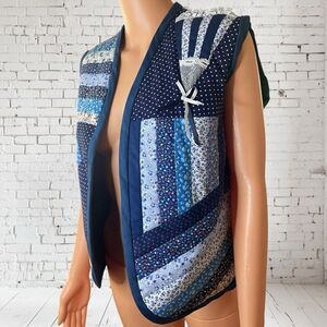 Vntg. Handmade Quilted Patchwork Vest